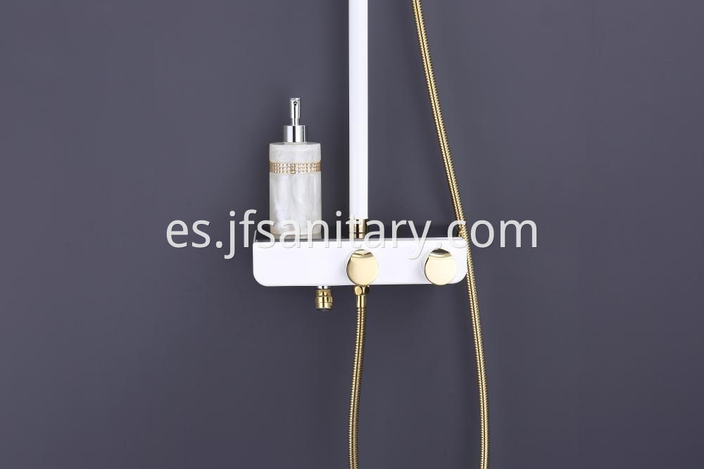 Brass Shower Mixer Set With Shelf Fashion White